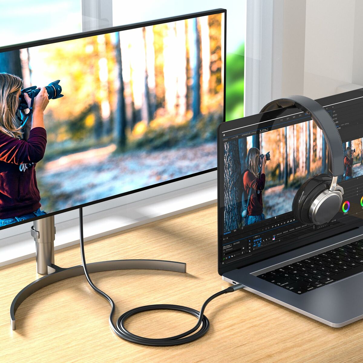 USB-C till HDMI Kabel Silver HT LOGAN Svart
